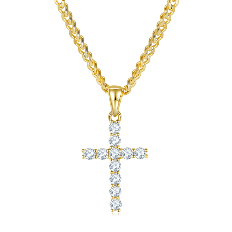Classic十字架NecklaceS925银PendantMoissanite3.0mmD级